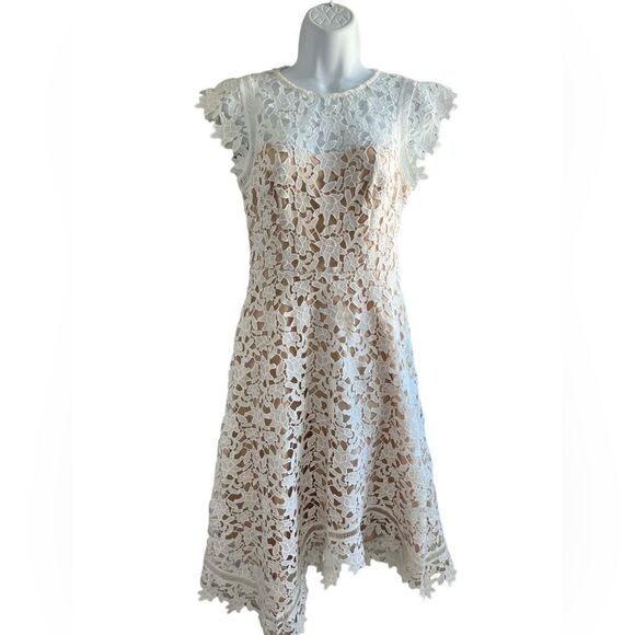 ELIZA J Lace Asymmetric Fit & Flare Dress White Color Size 2 - Picture 1 of 8